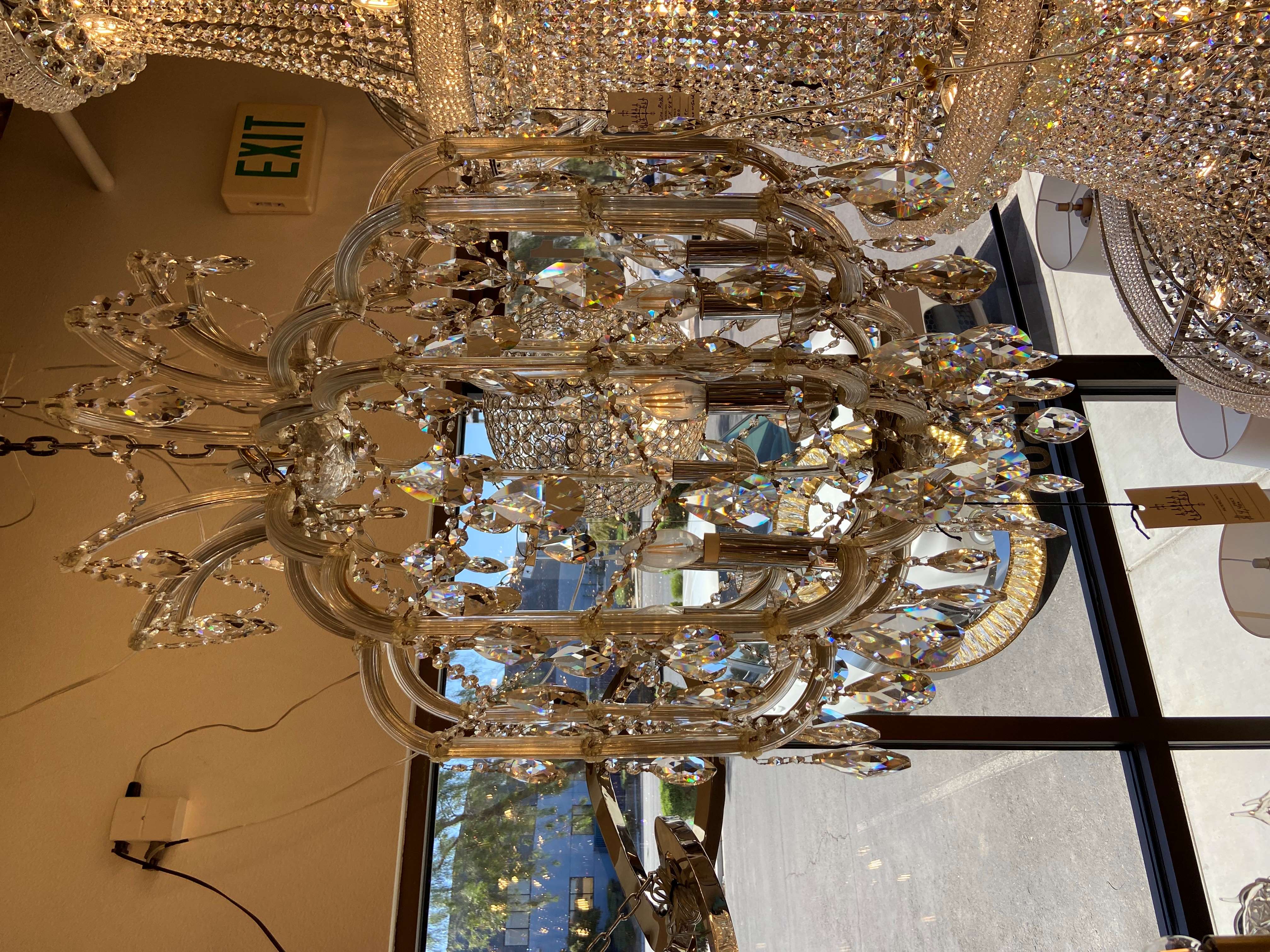 Transitional crystal chandelier